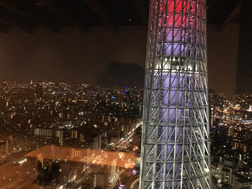 浅草方面とスカイツリーの夜景