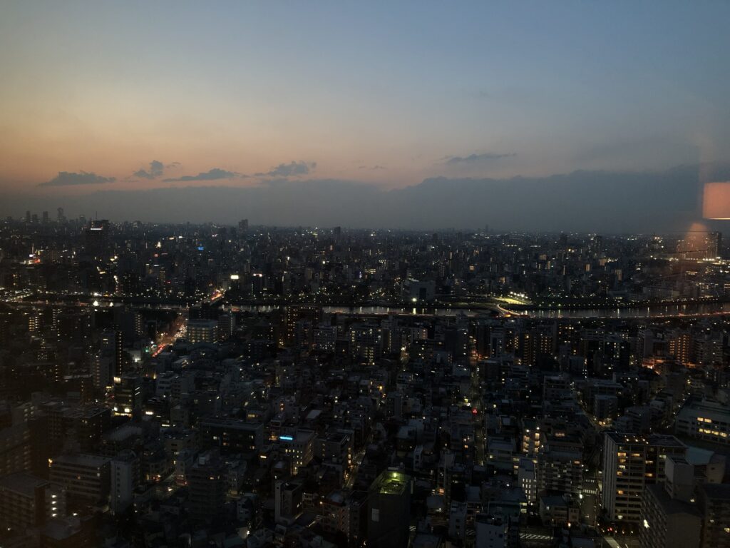 夕方の葛飾、江戸川方面の街並み