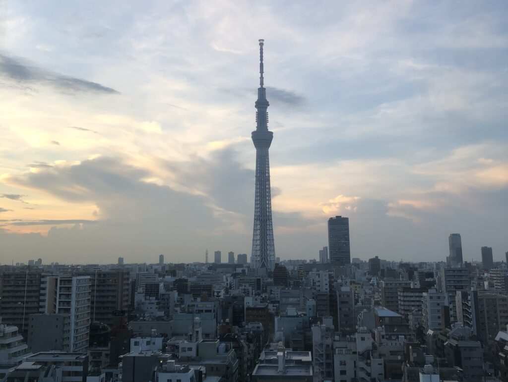 夕方のスカイツリー方面の景色