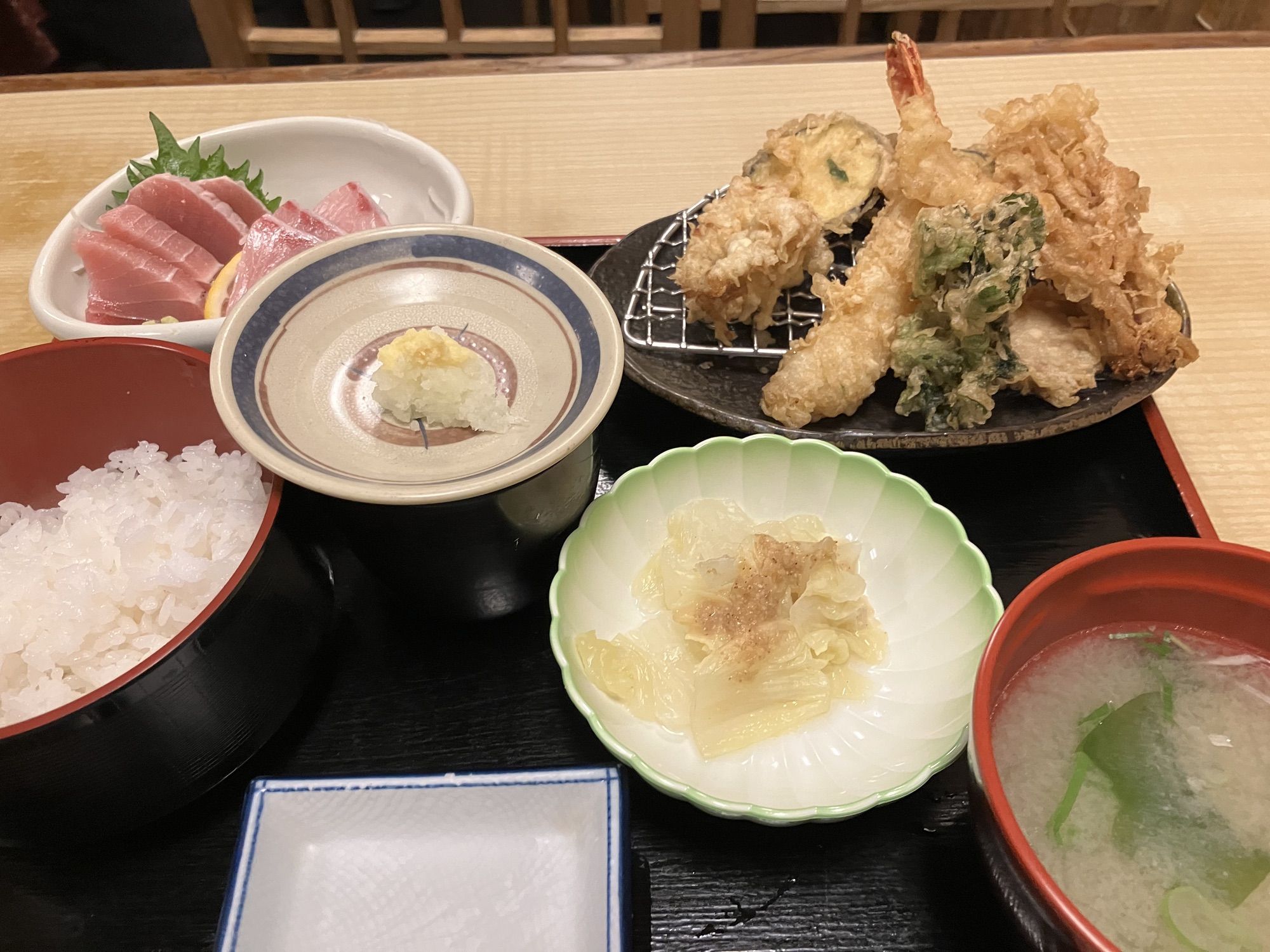 天ぷら刺身定食