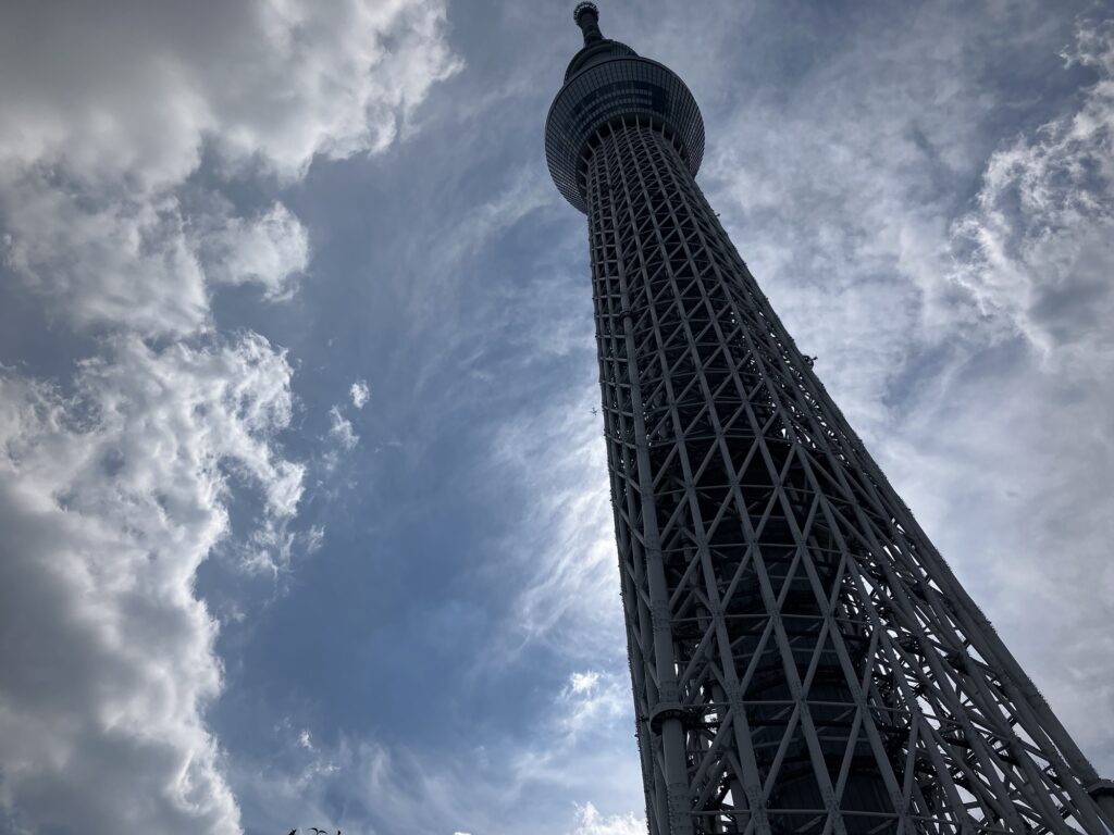 スカイツリーを見上げる