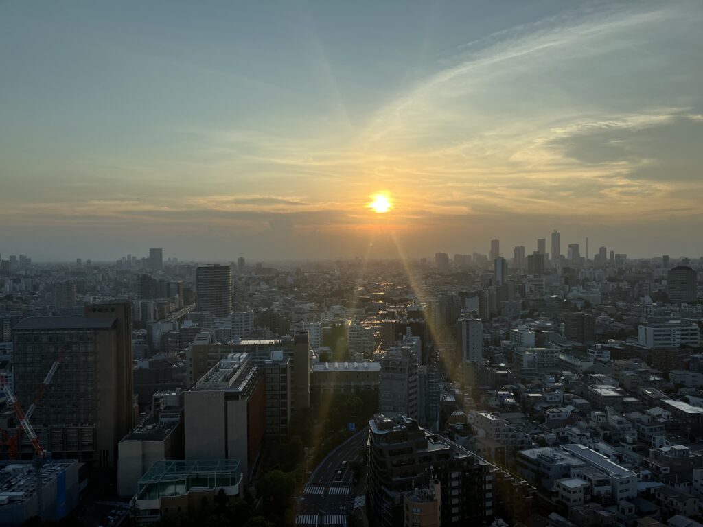 新宿、池袋方面に沈む夕日