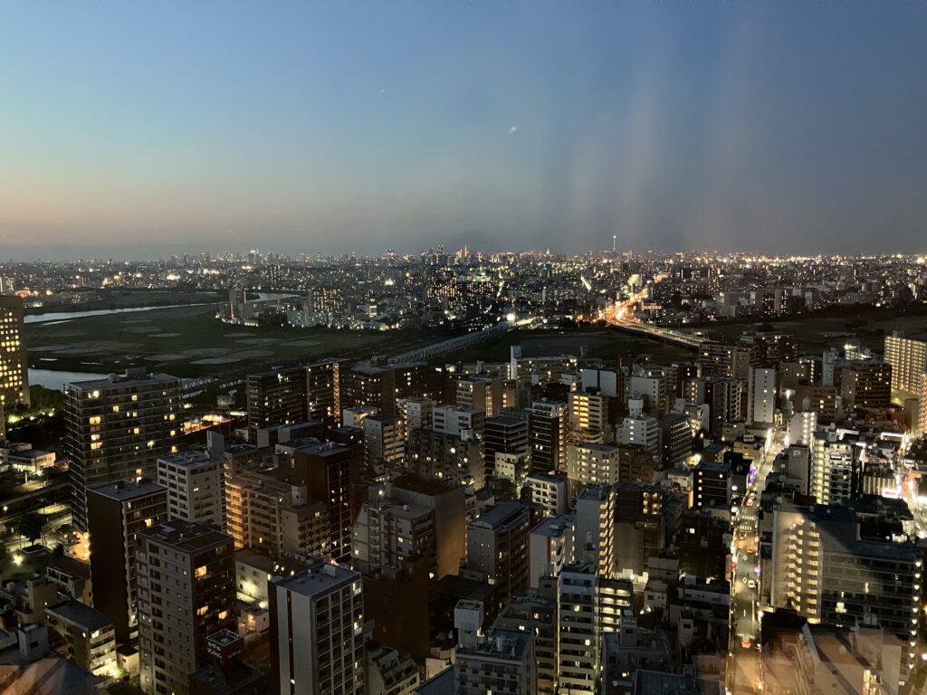 東京タワーや東京スカイツリー方面(夕方)