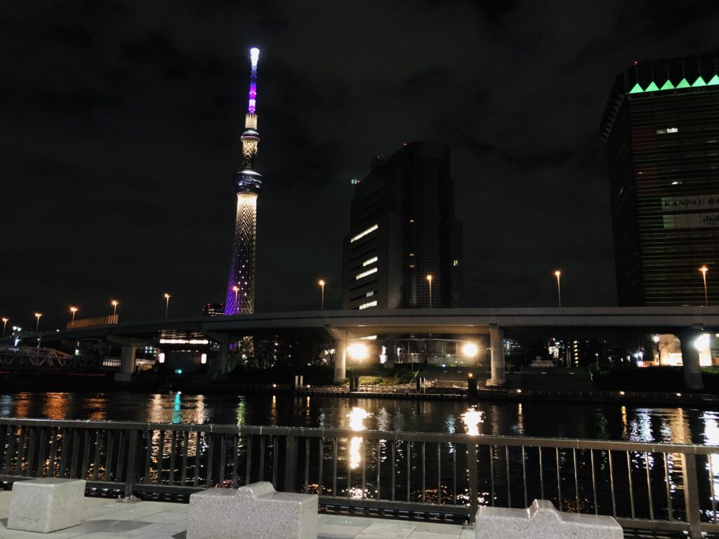 隅田川沿いからスカイツリーを望む(日中)