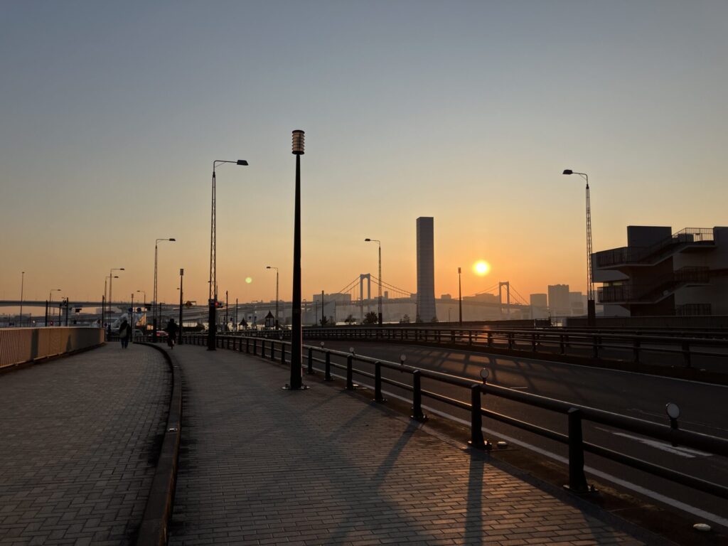 都道484号線からお台場方面を望む(夕方)