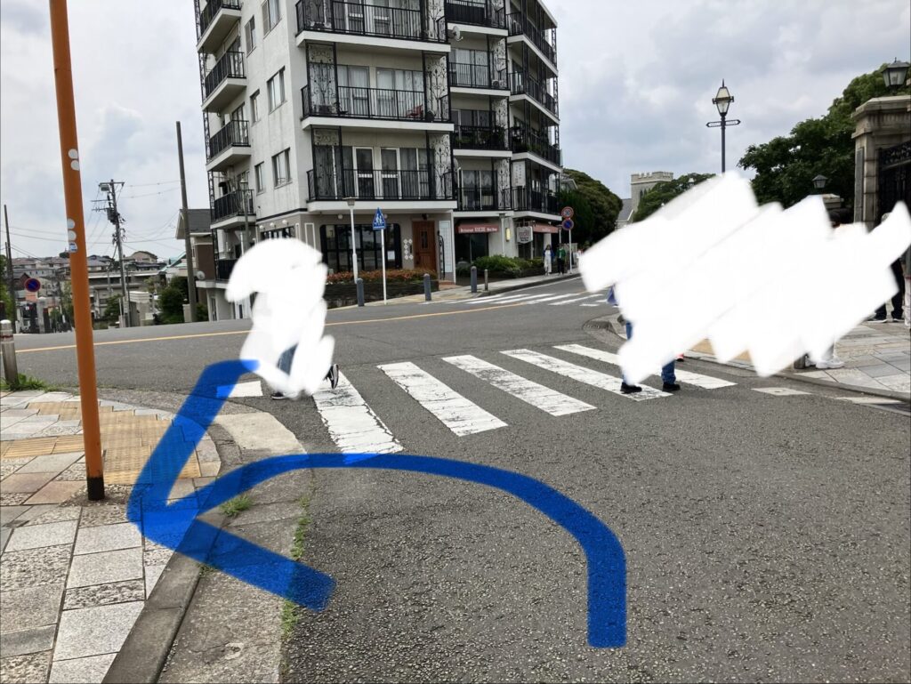 外国人墓地前の十字路